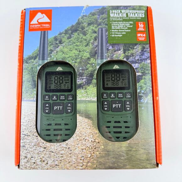 Ozark Trail 16 Mile 22 Channel Walkie Talkies Weatherproof IPX4 New In Box NIB - Picture 1 of 5
